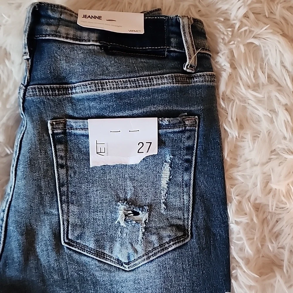 Vervet Jeanne Blue Denim Jeans Brand New High Rise Stretch Slim Straight